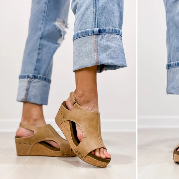 Boutique by Corkys - Carley Wedge Sandal Shoes Tan Open Toe Womens 8 - Picture 2 of 13